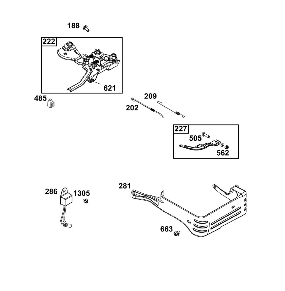 Controls Group Diagram and Parts List for 130G32-0113-01 100000 - 19Z999 Briggs and Stratton Engine